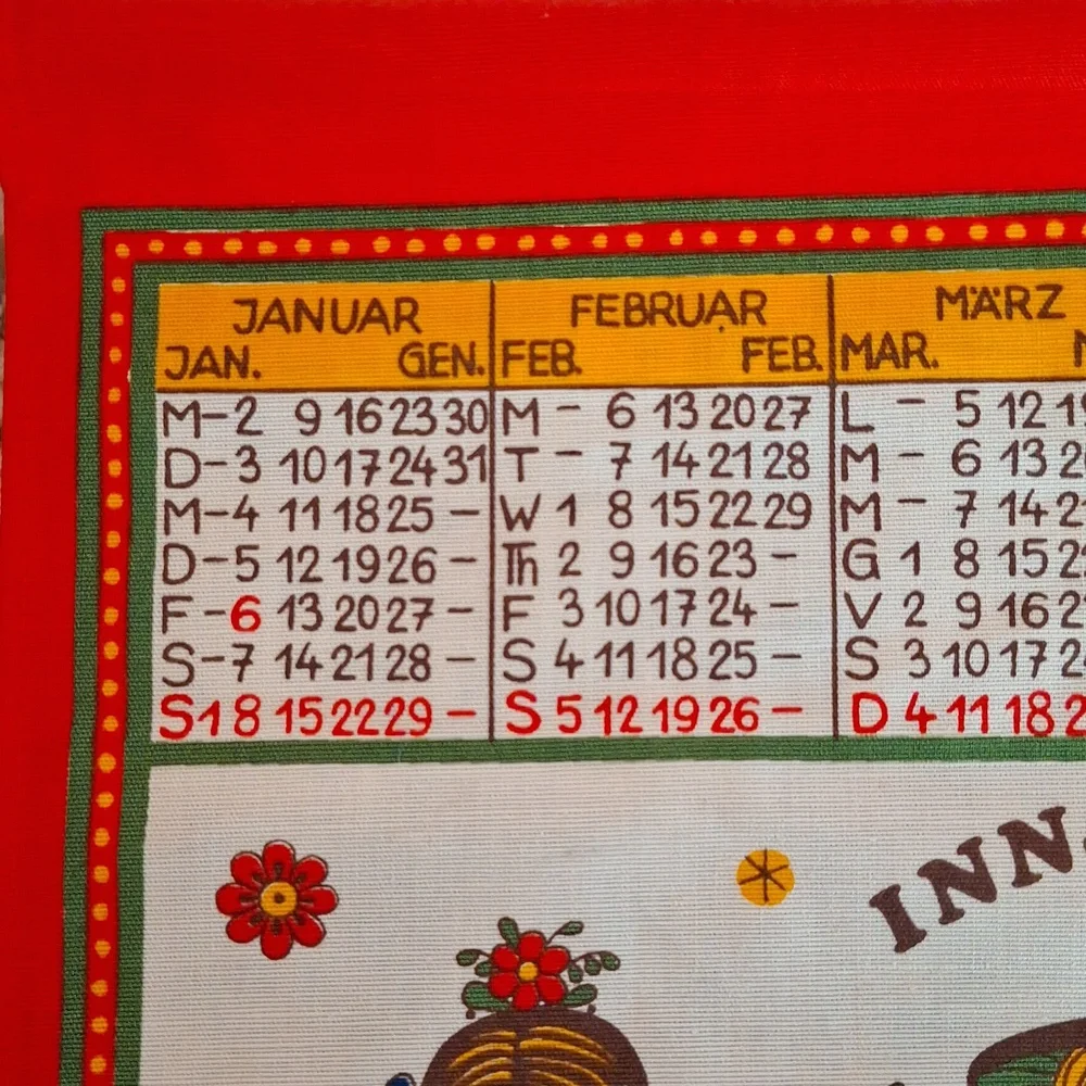 📅 1982 Innsbruck cotton wall calendar